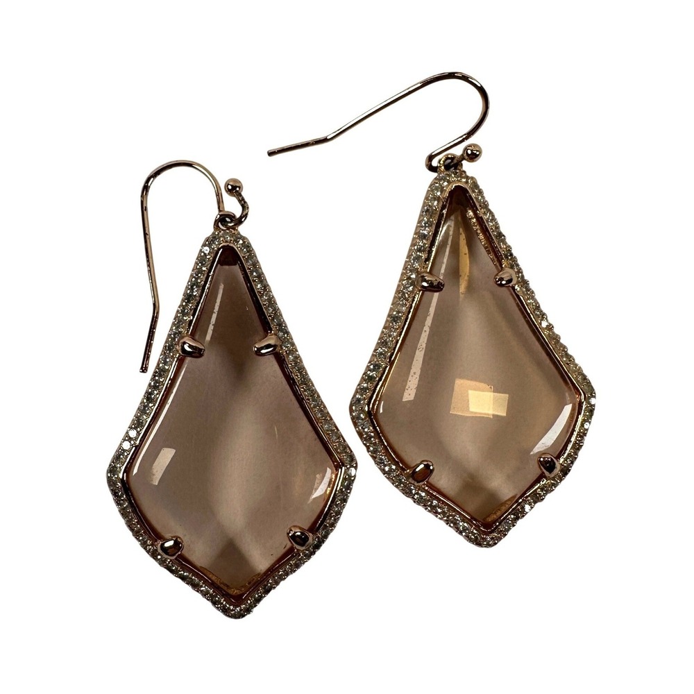 Kendra Scott Alex Rose Gold Tone Peach Glass Crystal Drop Earrings